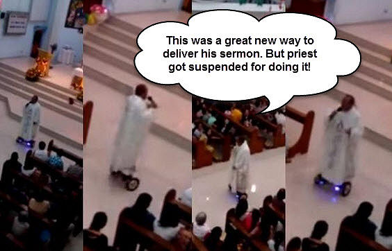 HoverBoard Riding Priest Suspended