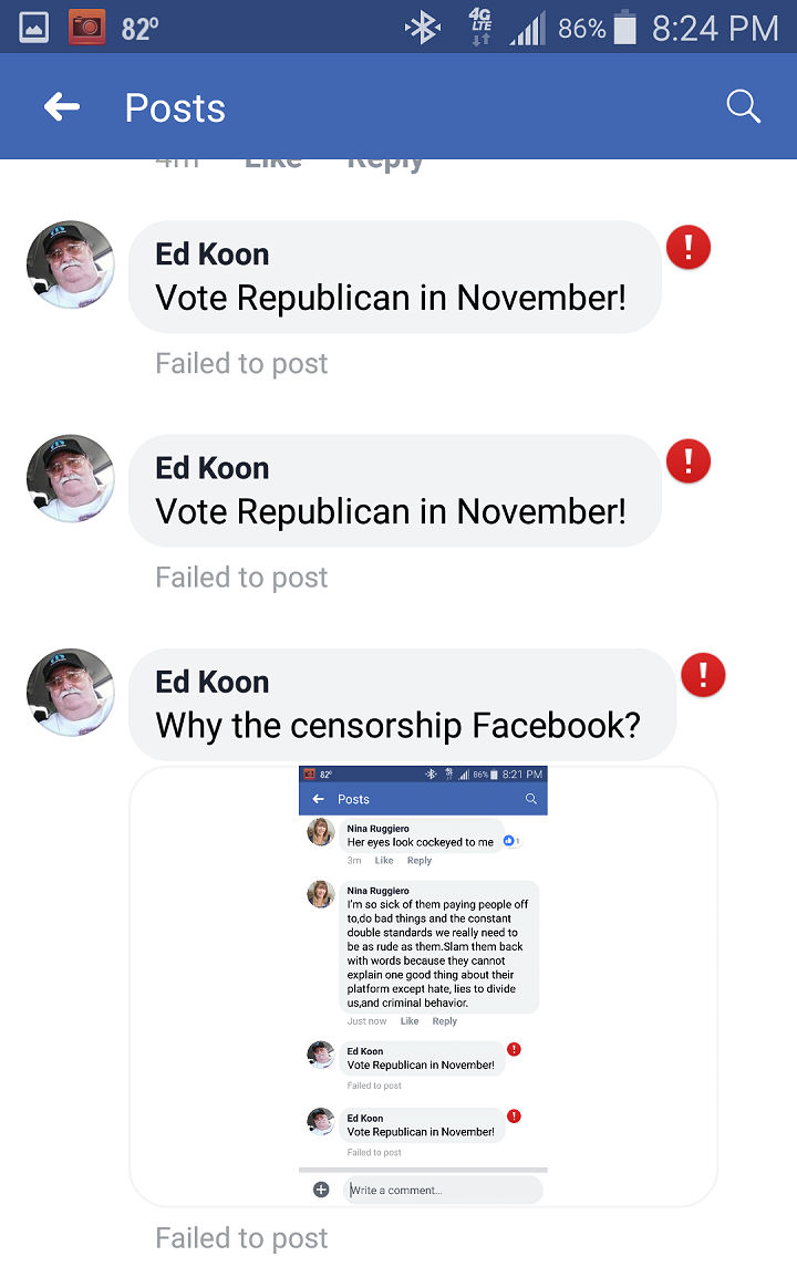 Comment Censored by Facebook