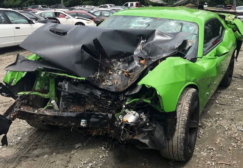 Rapper Offset's Dodge Challenger after accident