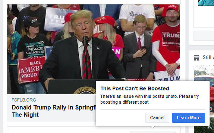 Facebook Boost Post For Trump Photo Unavailable 