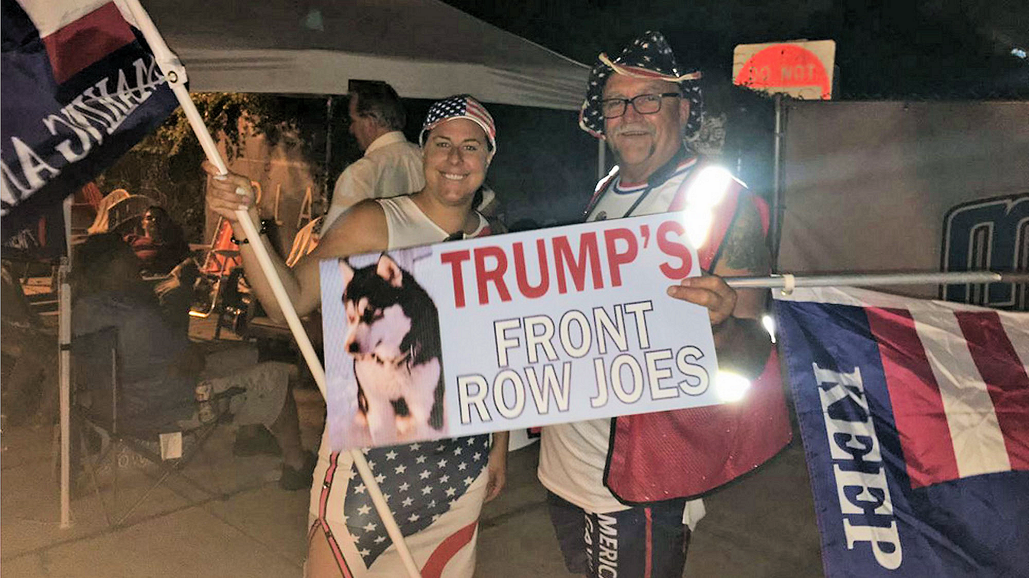 nightime camping out Trump 2020 rally Orlando