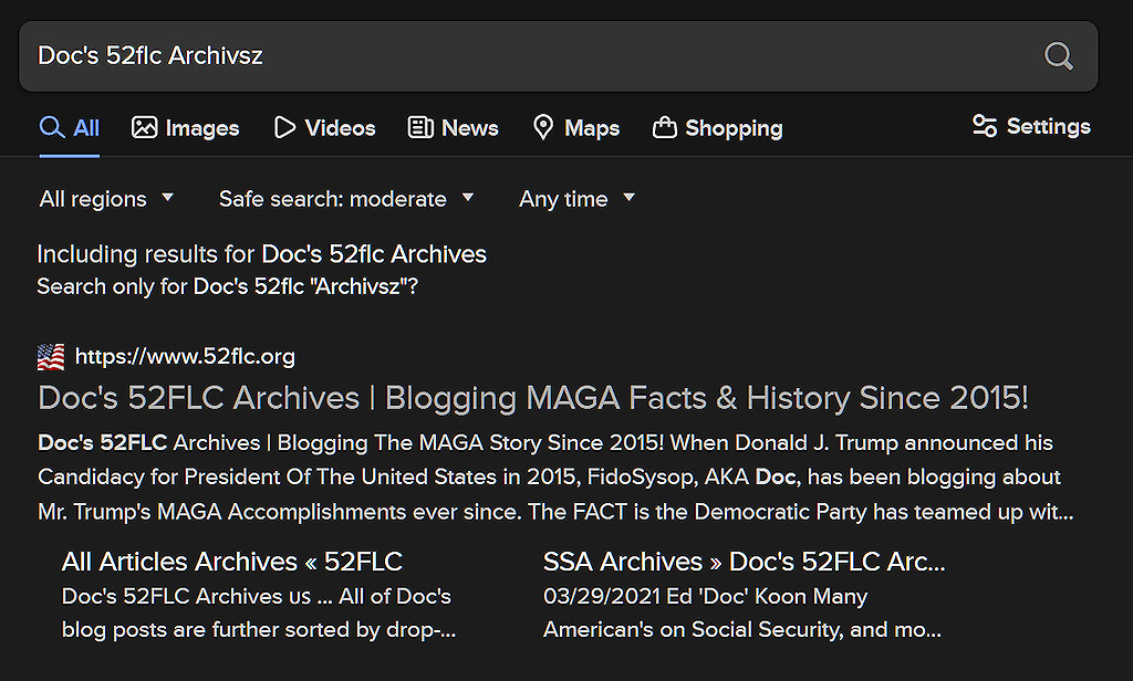 DucjDuckGo search result for Doc's 52FLC Archives